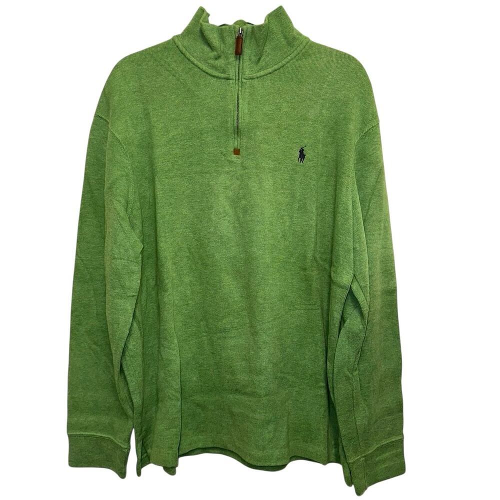 Polo Ralph Lauren Green Quarter Zip Pullover Sweater Pony Logo XL